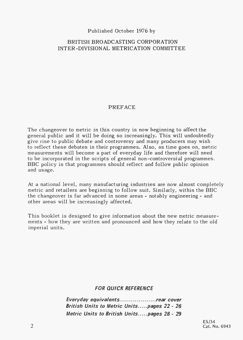 bbc metrication - preface